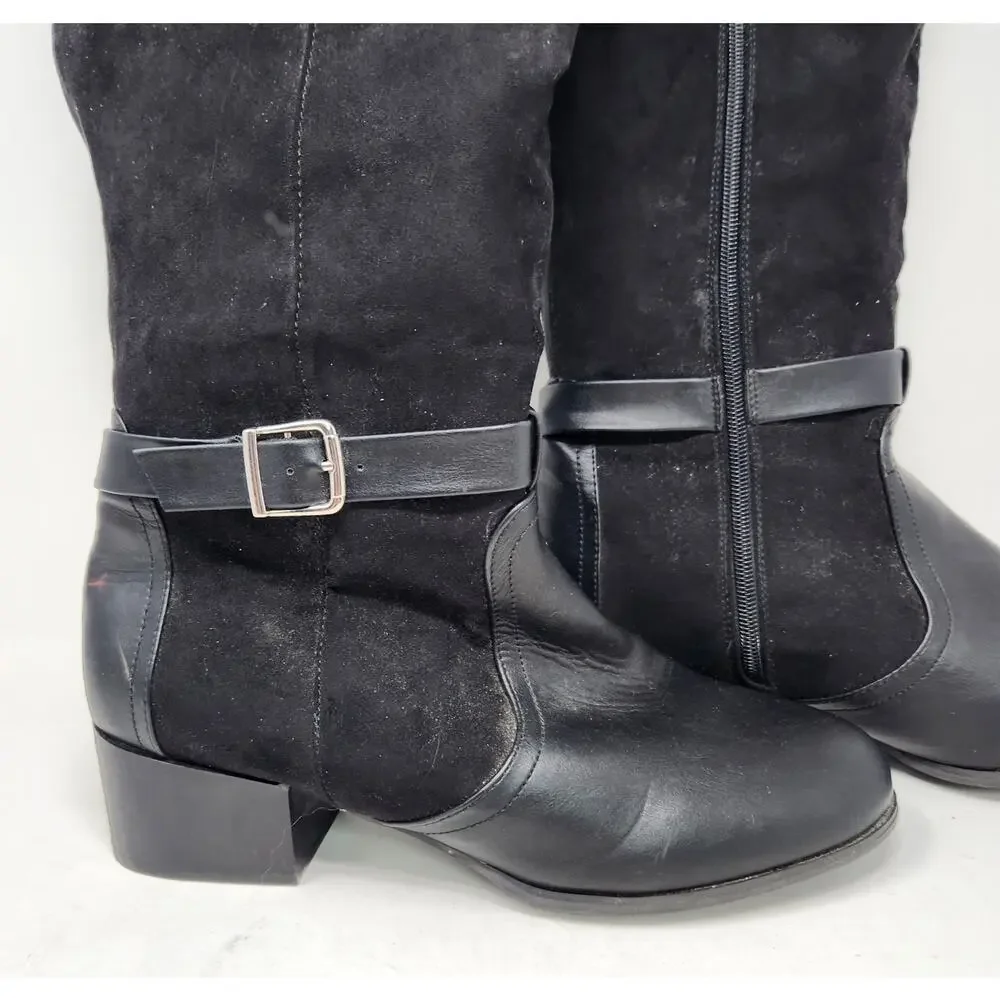 Torrid Over The Knee OTK Moto Boots Faux Leather Wide Calf 10 WW